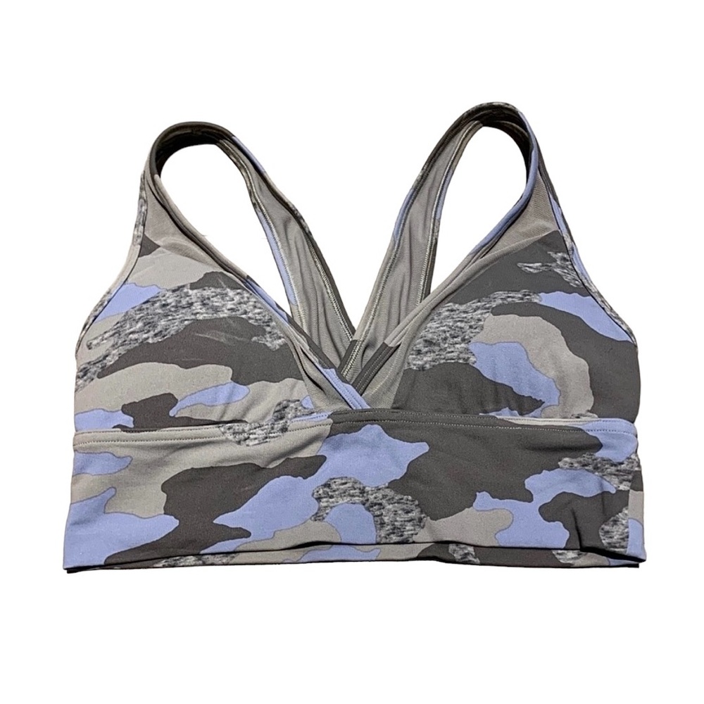 Aerie Camo Sports Bra - Gray and Blue